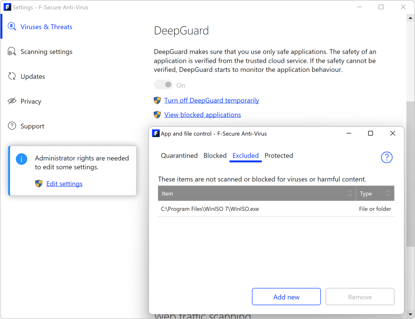 F-Secure DeepGuard Exclusion List